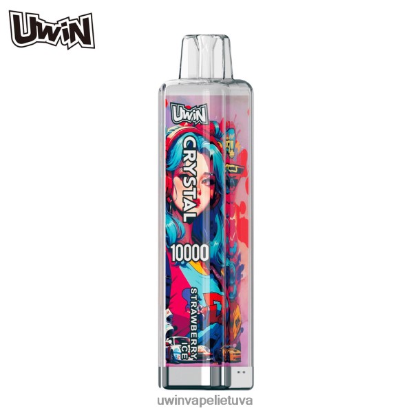 UWIN Crystal Kaina - UWIN CRYSTAL 10000 vienkartinių garų braškių ledų 8BL829